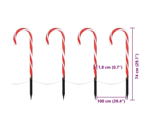 Ambiance Set de bastones de caramelo de Navidad con luces 4 pzas