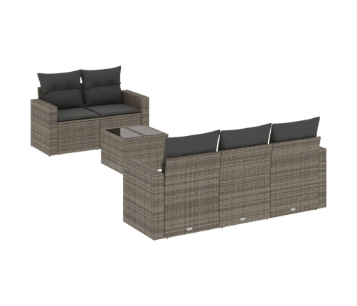 Set de muebles de jardín 6 pzas y cojines ratán sintético gris