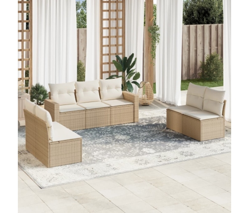 Set sofás de jardín 7 piezas y cojines ratán sintético beige