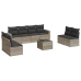 Set muebles jardín 9 pzas y cojines ratán sintético gris claro