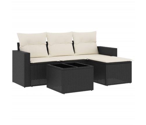 Set de muebles de jardín 5 pzas y cojines ratán sintético negro