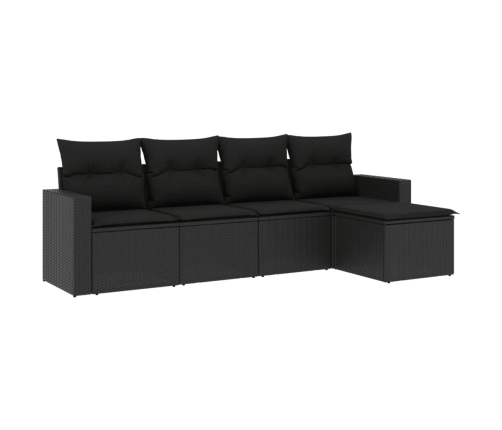 Set de muebles de jardín 5 pzas y cojines ratán sintético negro