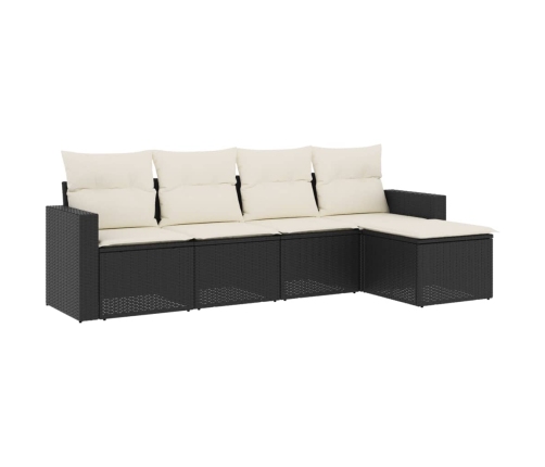 Set de muebles de jardín 5 pzas y cojines ratán sintético negro