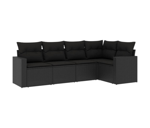 Set de muebles de jardín 5 pzas y cojines ratán sintético negro