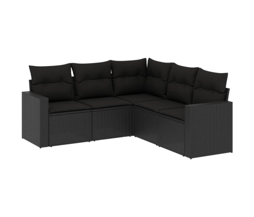 Set de muebles de jardín 5 pzas y cojines ratán sintético negro