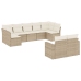 Set de sofás de jardín 9 pzas con cojines ratán sintético beige