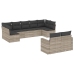 Set muebles jardín 9 pzas y cojines ratán sintético gris claro