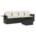 Set de muebles de jardín 5 pzas y cojines ratán sintético negro
