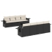 Set de sofás de jardín 8 piezas y cojines ratán sintético negro