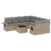 Set de sofás de jardín 9 pzas con cojines ratán sintético beige