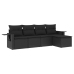 Set de muebles de jardín 5 pzas y cojines ratán sintético negro