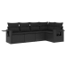 Set de muebles de jardín 5 pzas y cojines ratán sintético negro