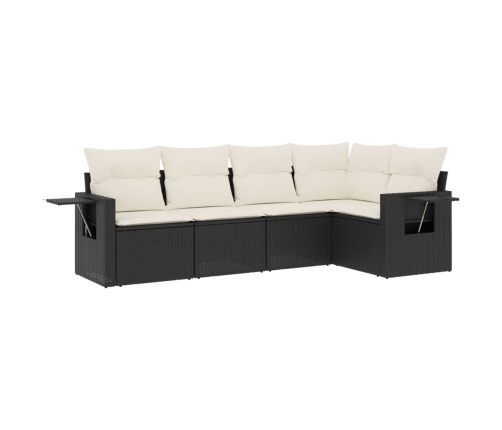 Set de muebles de jardín 5 pzas y cojines ratán sintético negro