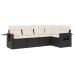 Set de muebles de jardín 5 pzas y cojines ratán sintético negro
