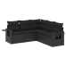 Set de muebles de jardín 5 pzas y cojines ratán sintético negro