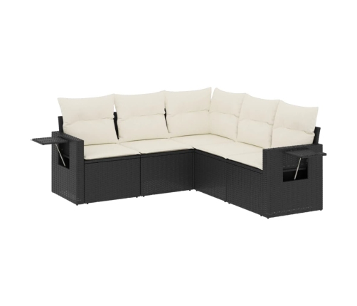 Set de muebles de jardín 5 pzas y cojines ratán sintético negro