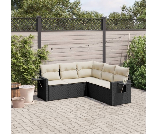 Set de muebles de jardín 5 pzas y cojines ratán sintético negro