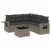 Set de muebles de jardín 6 pzas y cojines ratán sintético gris