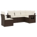 Set comedor de jardín 5 piezas y cojines ratán sintético marrón