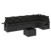 Set de comedor de jardín 7 pzas y cojines ratán sintético negro