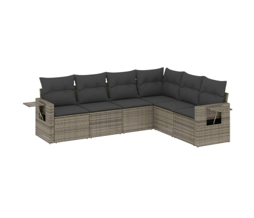 Set de muebles de jardín 6 pzas y cojines ratán sintético gris