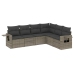 Set de muebles de jardín 6 pzas y cojines ratán sintético gris