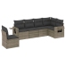 Set de muebles de jardín 6 pzas y cojines ratán sintético gris