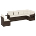 Set sofás de jardín 6 piezas y cojines ratán sintético marrón