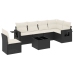 Set de comedor de jardín 7 pzas y cojines ratán sintético negro