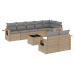 Set de sofás de jardín 9 pzas con cojines ratán sintético beige