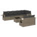Set de muebles de jardín 9 pzas y cojines ratán sintético gris