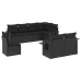 Set de sofás de jardín 8 piezas y cojines ratán sintético negro