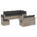 Set de sofás de jardín 8 pzas y cojines ratán sintético gris