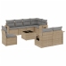Set de sofás de jardín 9 pzas con cojines ratán sintético beige