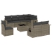 Set de muebles de jardín 9 pzas y cojines ratán sintético gris