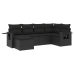 Set de sofás de jardín 6 piezas y cojines ratán sintético negro