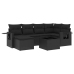 Set de comedor de jardín 7 pzas y cojines ratán sintético negro