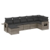 Set de sofás de jardín 7 piezas con cojines ratán PE gris