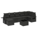 Set de sofás de jardín 8 piezas y cojines ratán sintético negro