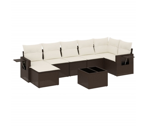 Set sofás de jardín 8 piezas y cojines ratán sintético marrón