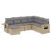 Set sofás de jardín 7 piezas y cojines ratán sintético beige