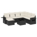 Set de sofás de jardín 8 piezas y cojines ratán sintético negro