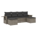 Set de muebles de jardín 6 pzas y cojines ratán sintético gris
