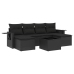 Set de comedor de jardín 7 pzas y cojines ratán sintético negro