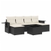 Set de comedor de jardín 7 pzas y cojines ratán sintético negro