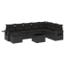 Set de sofás de jardín 8 piezas y cojines ratán sintético negro