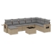 Set de sofás de jardín 9 pzas con cojines ratán sintético beige