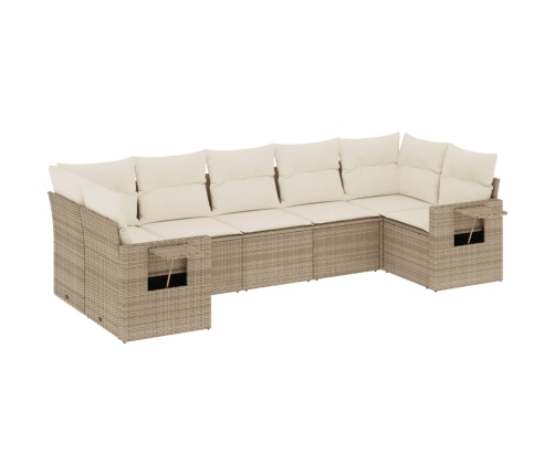 Set sofás de jardín 7 piezas y cojines ratán sintético beige