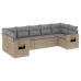 Set sofás de jardín 7 piezas y cojines ratán sintético beige