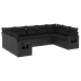 Set de sofás de jardín 8 piezas y cojines ratán sintético negro